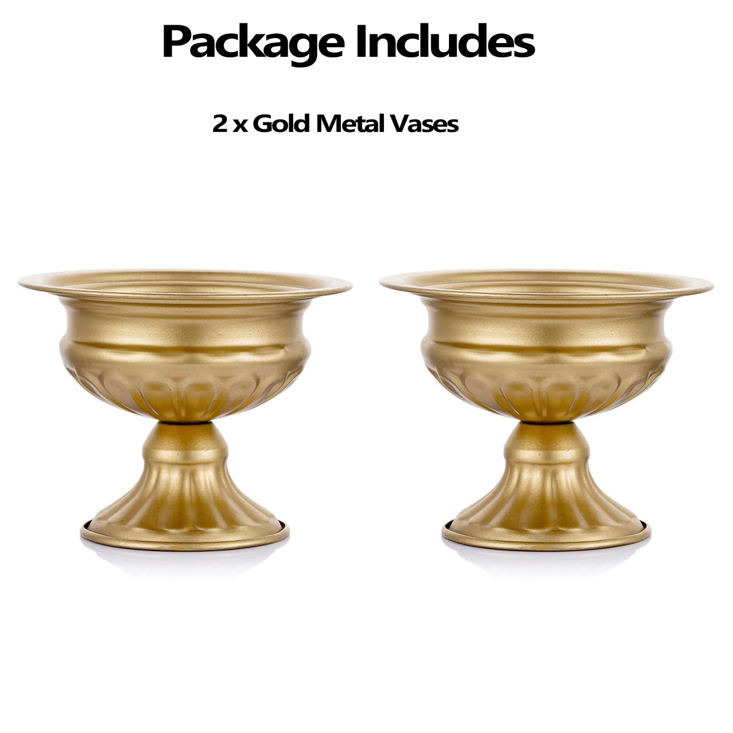 Metal Vases for Table Centerpieces, Hewory Gold Compote Pedestal Vase Floral Container Bulk, Brass Mini Footed Bowl Flower Holders Center Pieces for Wedding Birthday Party Anniversary (2pcs, 6.5in) - Freya's Forever Weddings