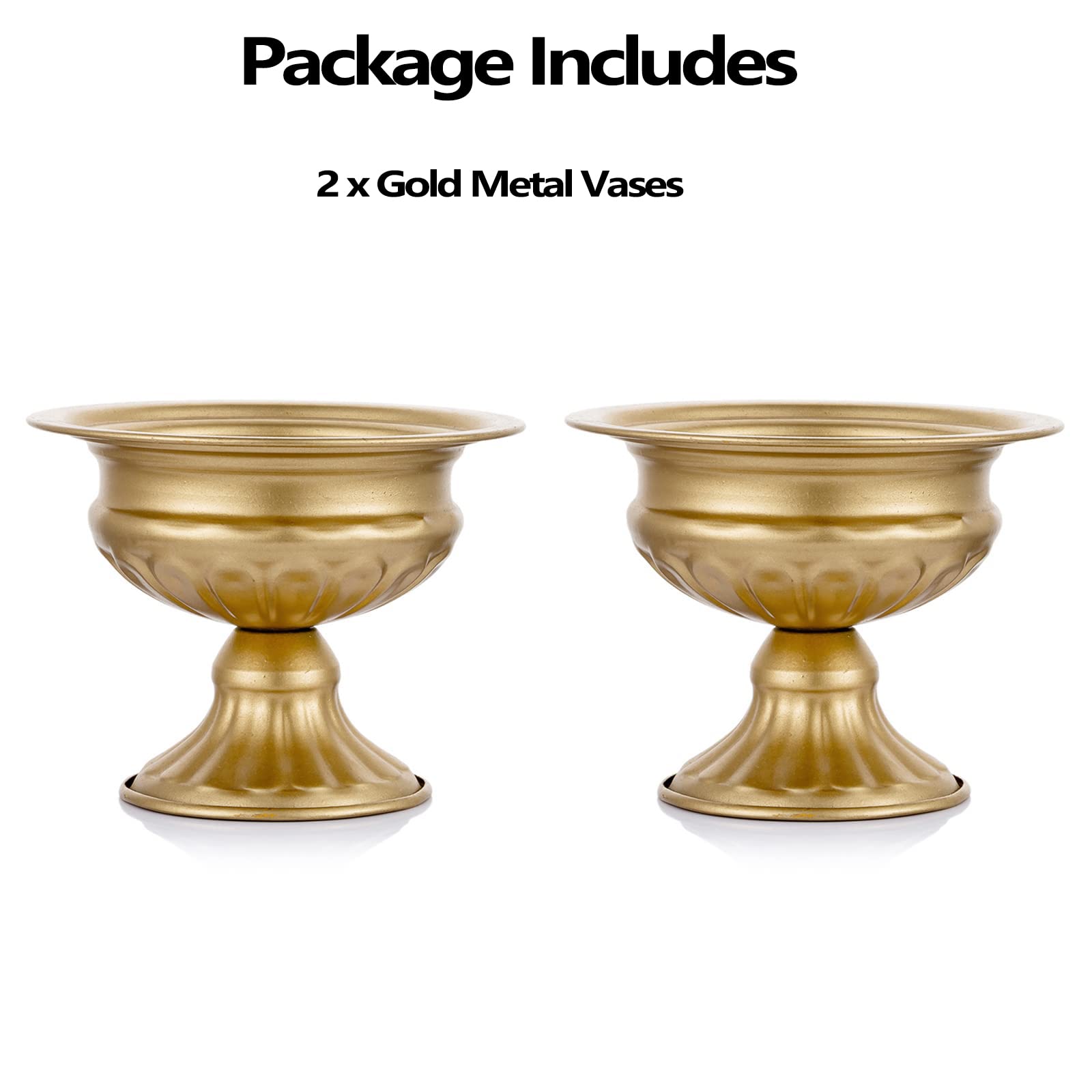 Metal Vases for Table Centerpieces, Hewory Gold Compote Pedestal Vase Floral Container Bulk, Brass Mini Footed Bowl Flower Holders Center Pieces for Wedding Birthday Party Anniversary (2pcs, 6.5in) - Freya's Forever Weddings